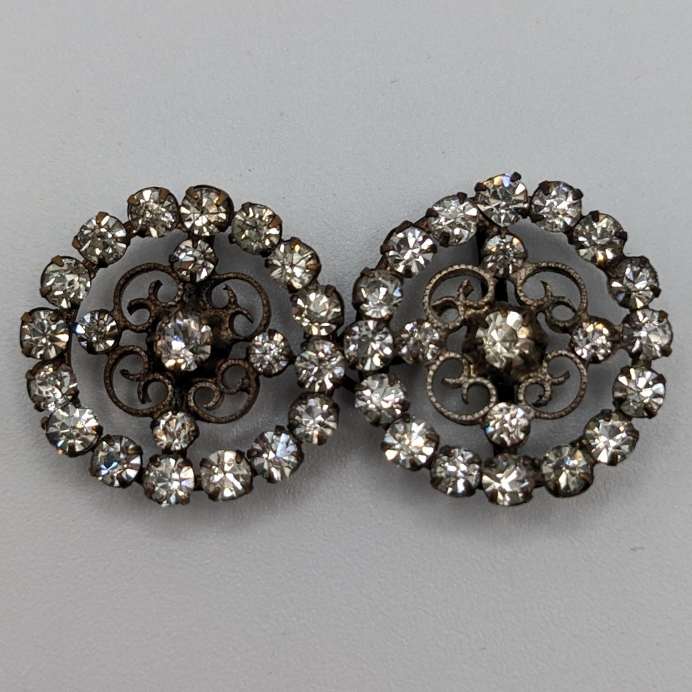Antique Czech Crystal Scarf Clasp/Belt Buckle